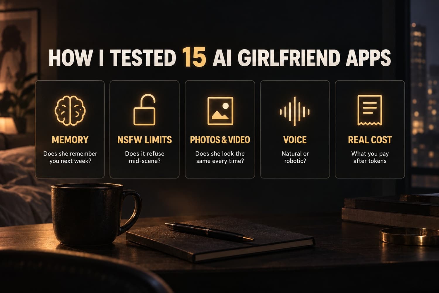How I tested 15 AI girlfriend apps: memory, NSFW limits, photo and video consistency, voice quality, and real cost after tokens