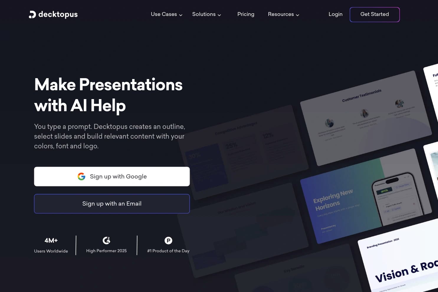 Decktopus AI — template-locked presentation generator with web sharing