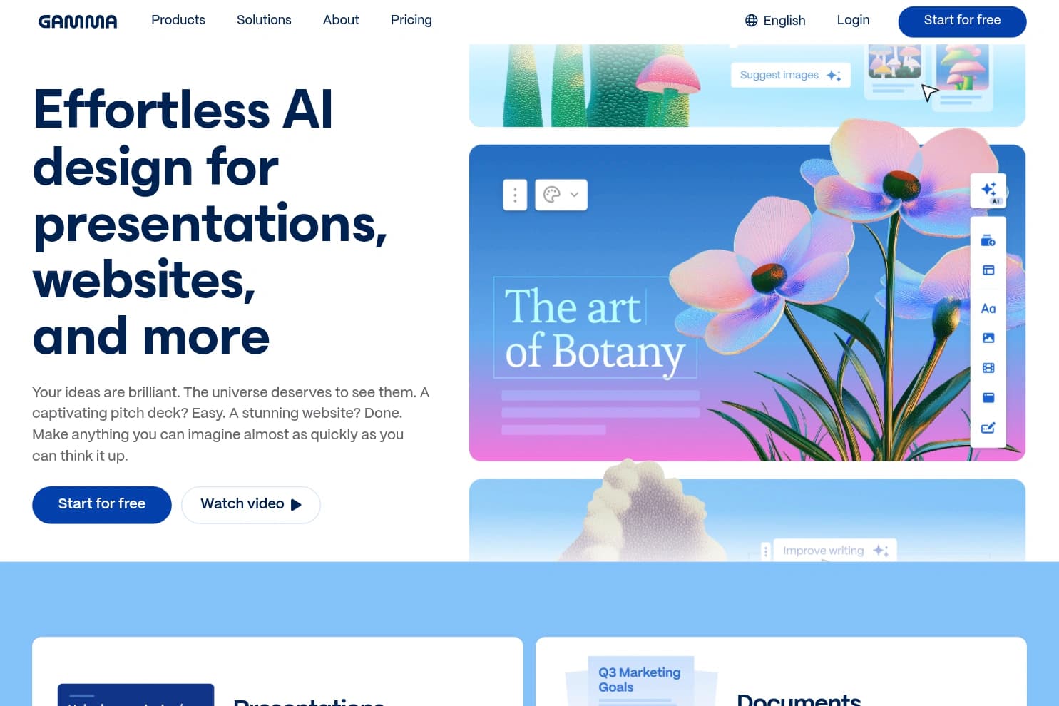 Gamma.app — AI web decks and interactive card-based presentations