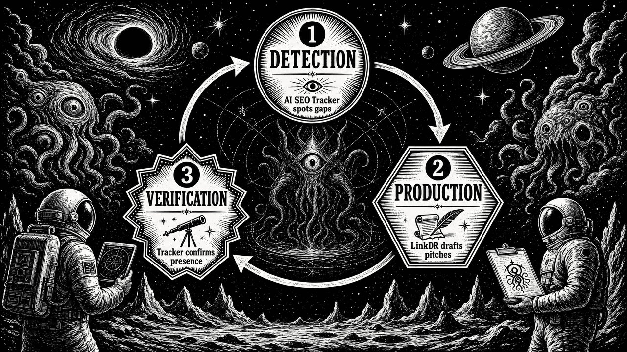 The three-step closed loop diagram of detection, production, and verification working in tandem