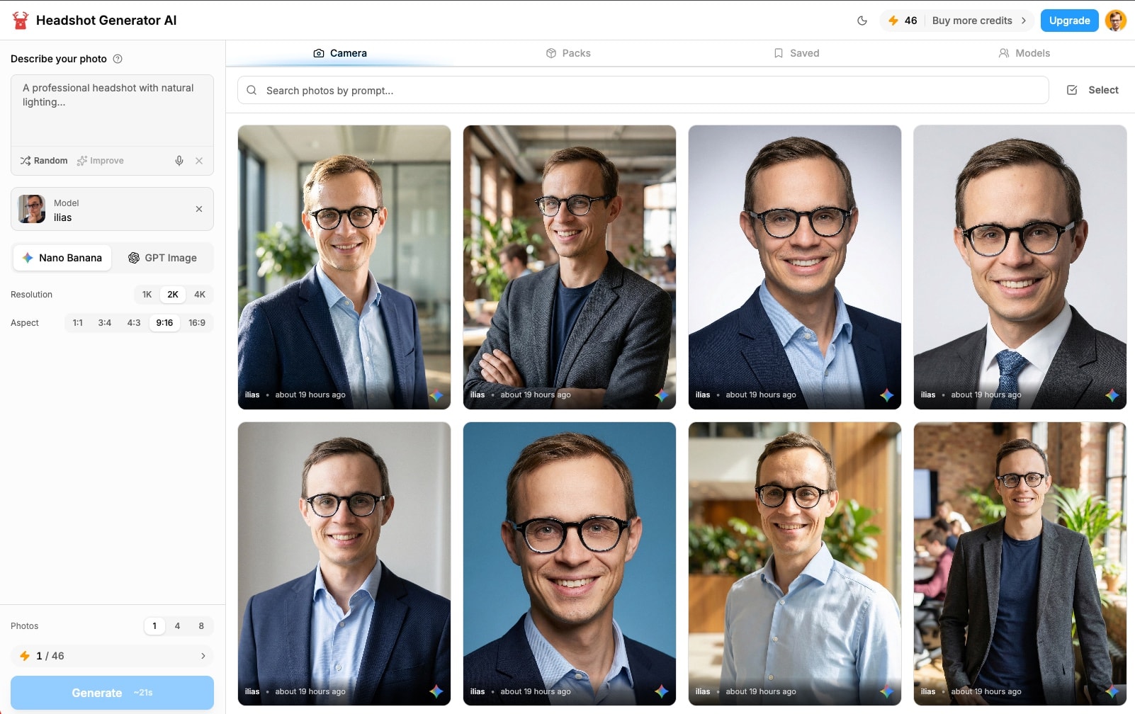 Headshot Generator AI Results