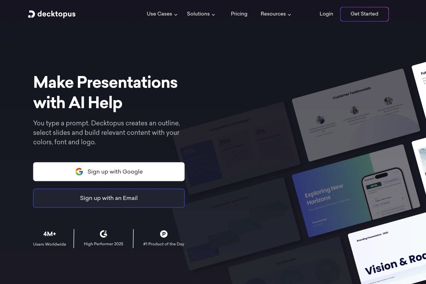 Decktopus AI — template-locked presentation generator with web sharing