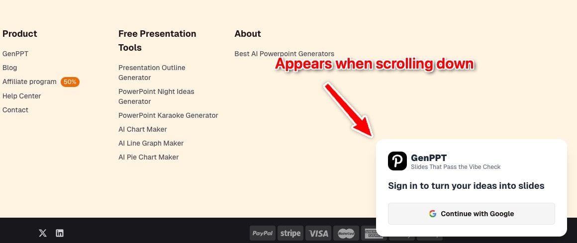 Sticky Google Sign-In modal when user scrolls
