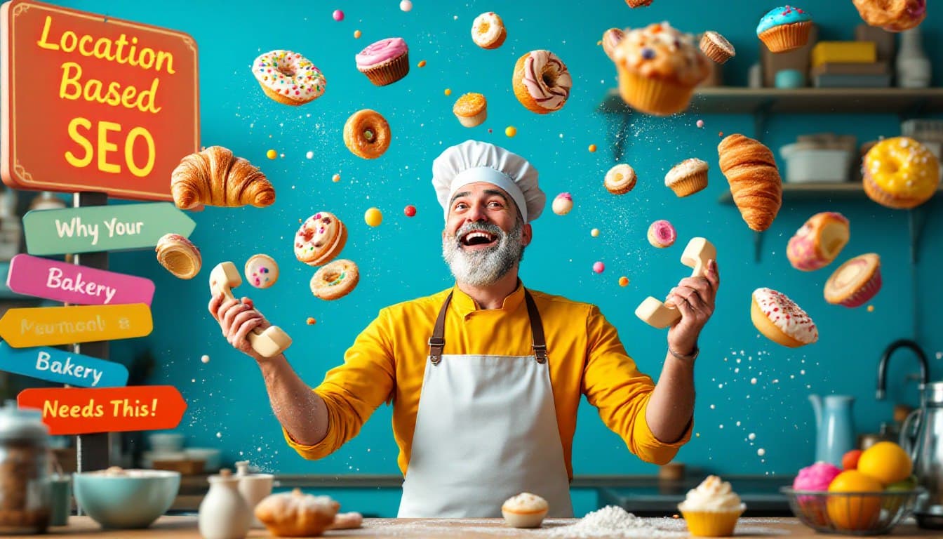 Example of a bakery's optimized local search presence Local SEO results showing a bakery's Google Business Profile with reviews, photos, and location information prominently displayed in search results