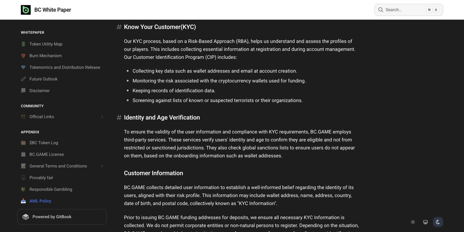BC.Game's AML policy describes identity verification and risk-based checks BC.Game's AML policy describes identity verification and risk-based checks