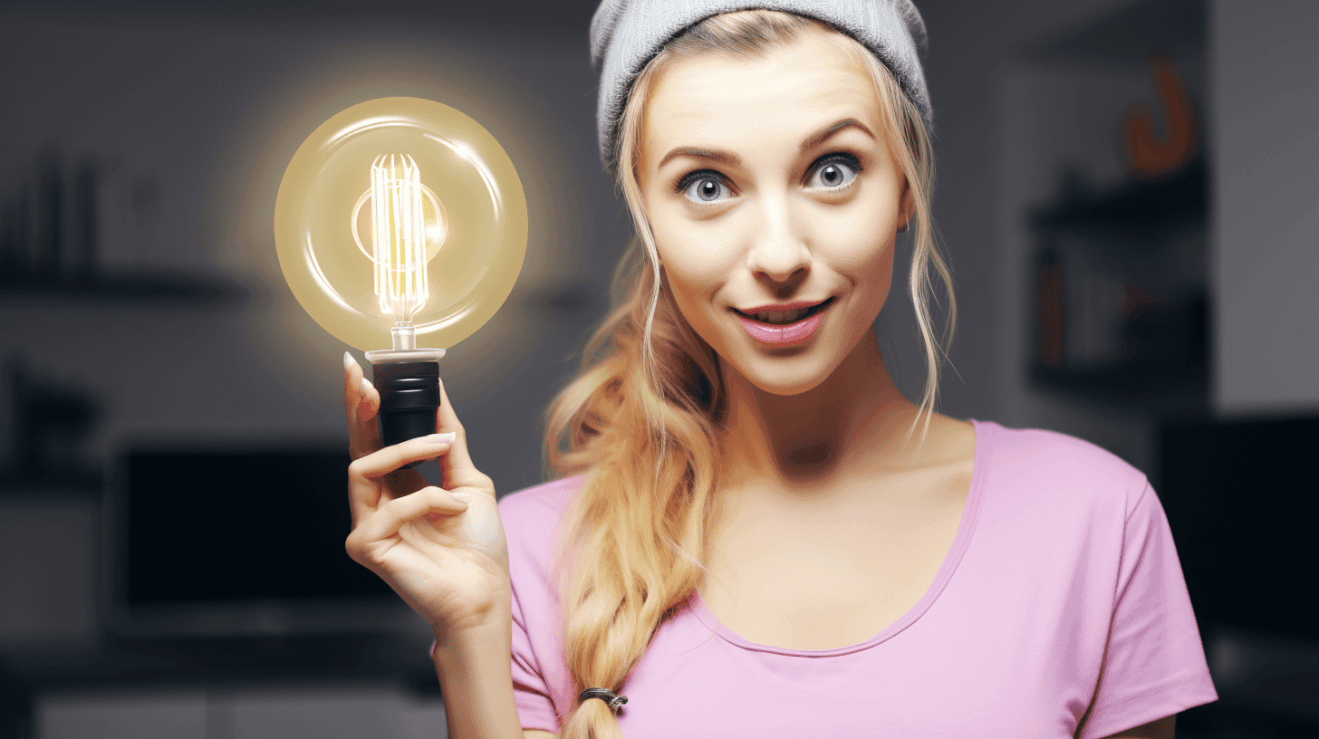 Woman with a lightbulb explaining Ovsiankina effect