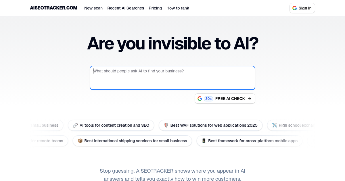 Screenshot of aiseotracker.com