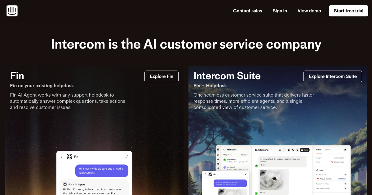 Screenshot of intercom.com