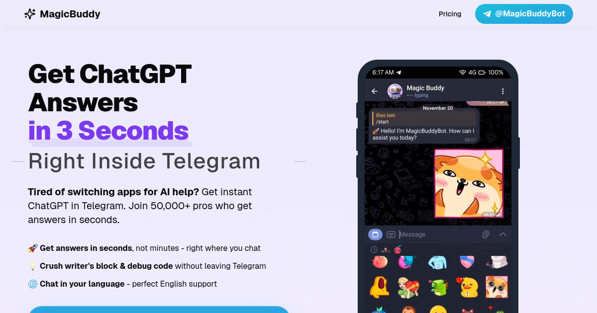 Screenshot of magicbuddy.ai