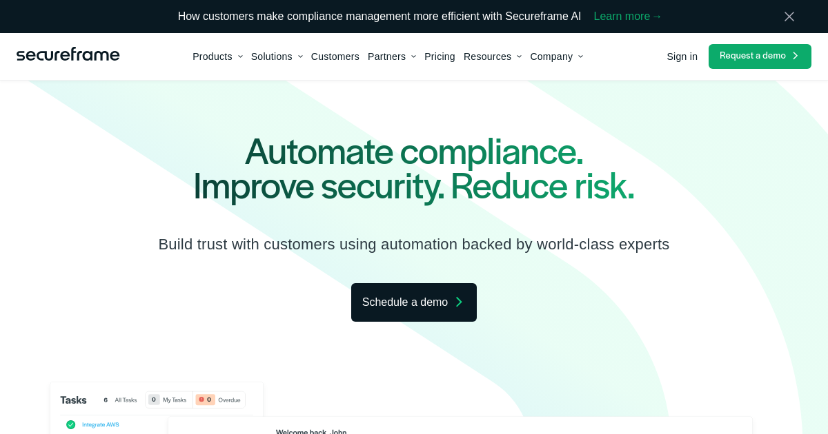 Screenshot of secureframe.com