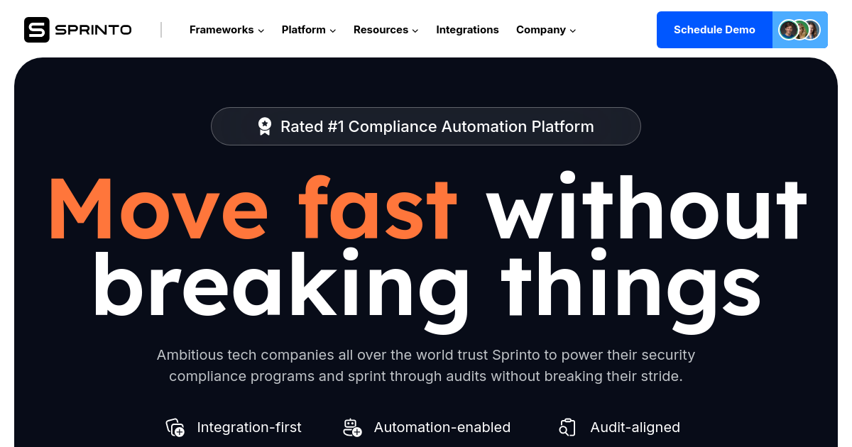 Screenshot of sprinto.com