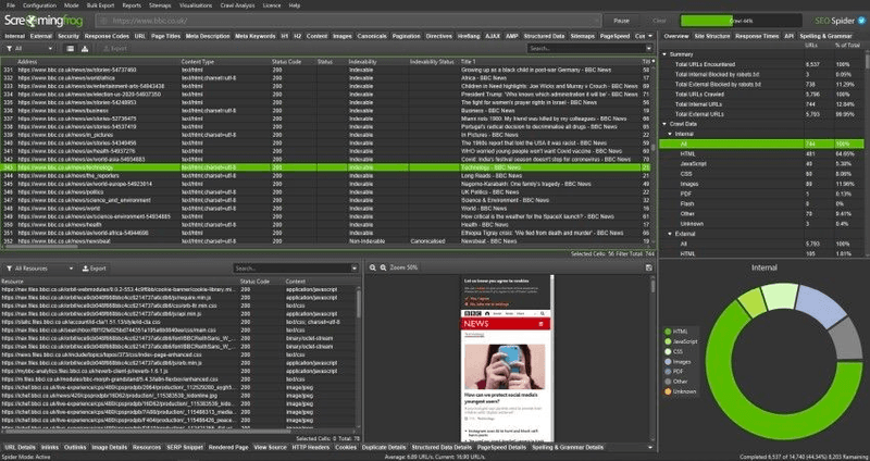 screaming frog screenshot