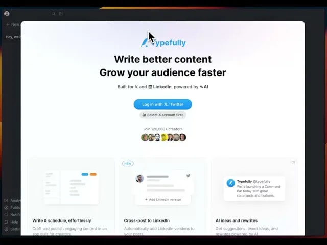 Youtube video Typefully: Landing Page Scrolling Video