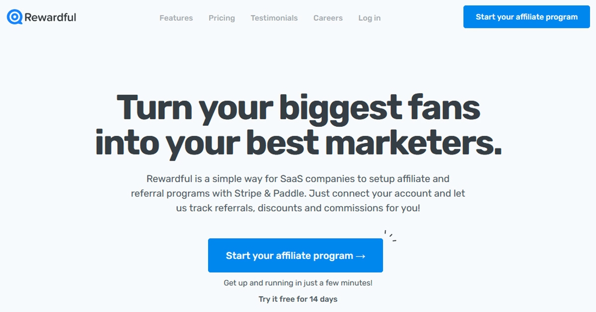 Rewardful dashboard showing Stripe integration and commission tracking